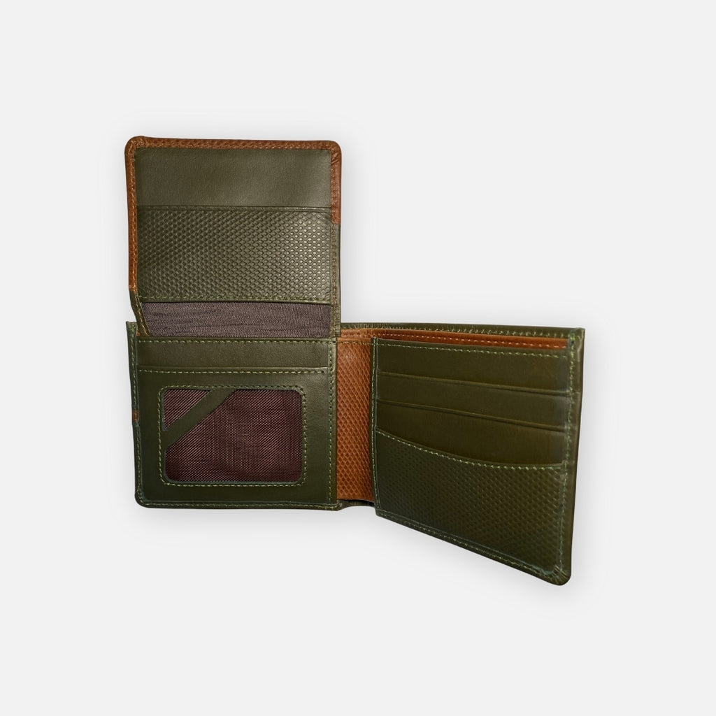 Billetera Clásica Verde con Detalles Café – Nahué