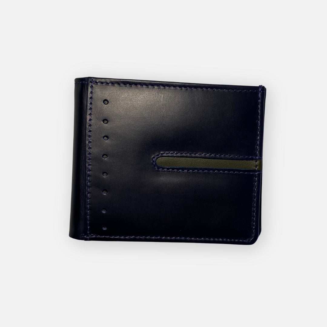 Billetera de Cuero para Hombre – Azul con Verde – Nahué