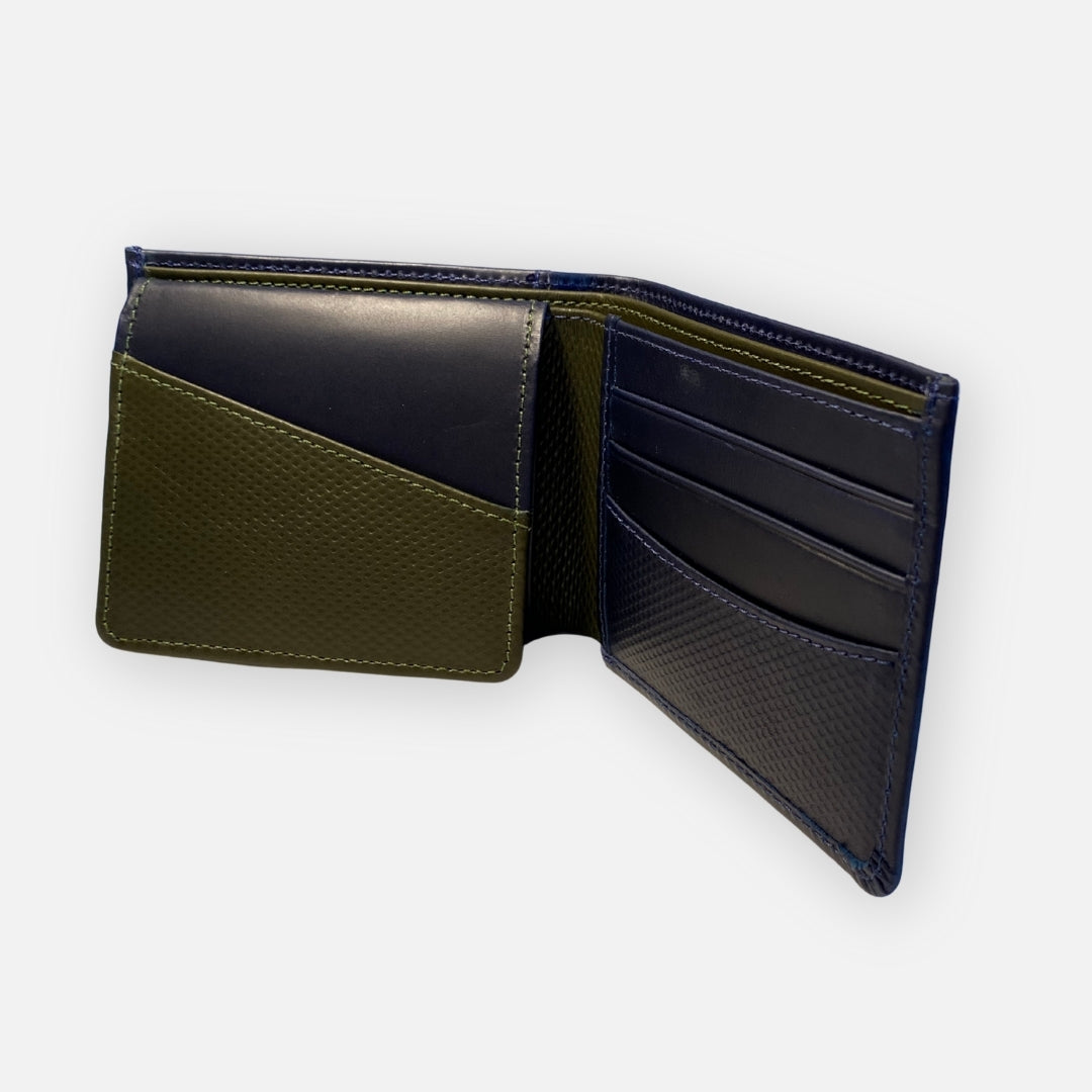 Billetera de Cuero para Hombre – Azul con Verde – Nahué