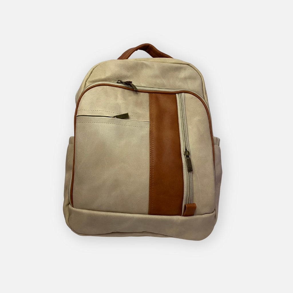 Mochila Executiva Dual-Tone Beige/Camel – Mediano