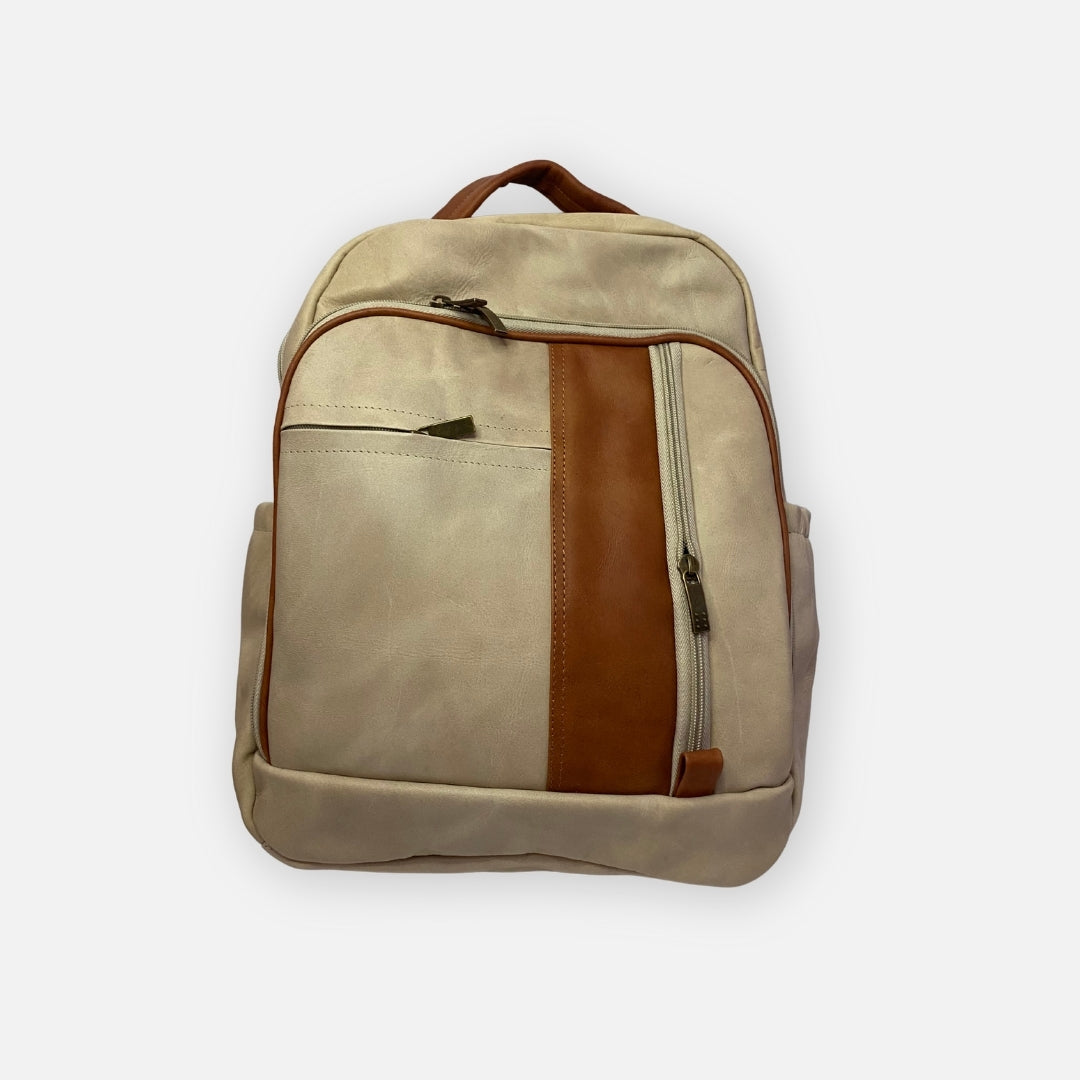 Mochila Executiva Dual-Tone Beige/Camel – Mediano