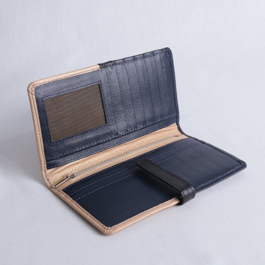 Billetera Dual Minimal Navy-Gold – Nahué