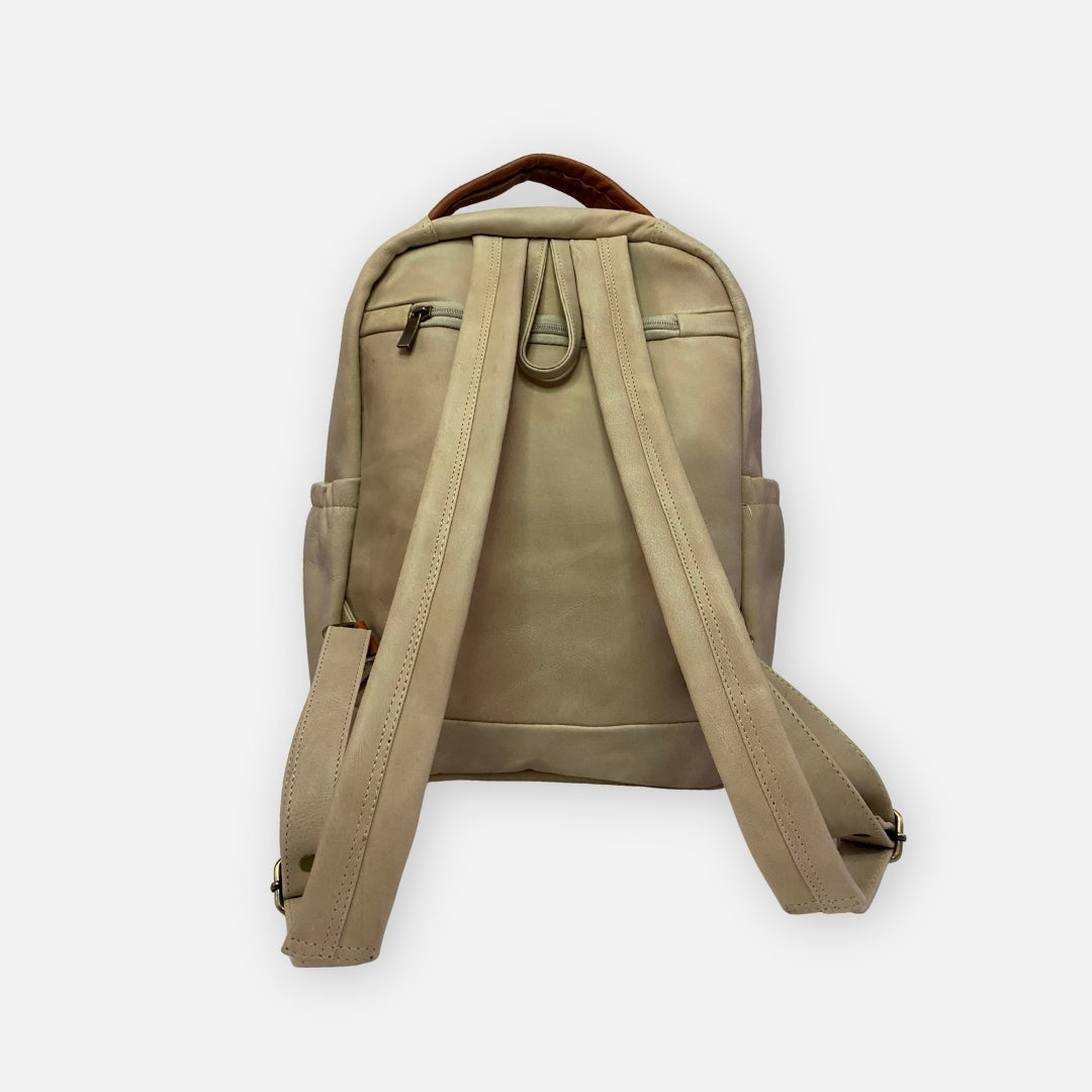 Mochila Executiva Dual-Tone Beige/Camel – Mediano