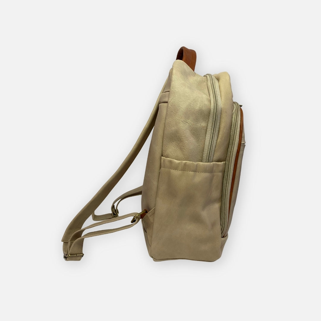 Mochila Executiva Dual-Tone Beige/Camel – Mediano