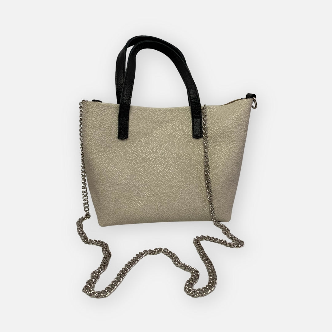 Tote Atelier Minimalista Beige & Negro – Cuero Genuino