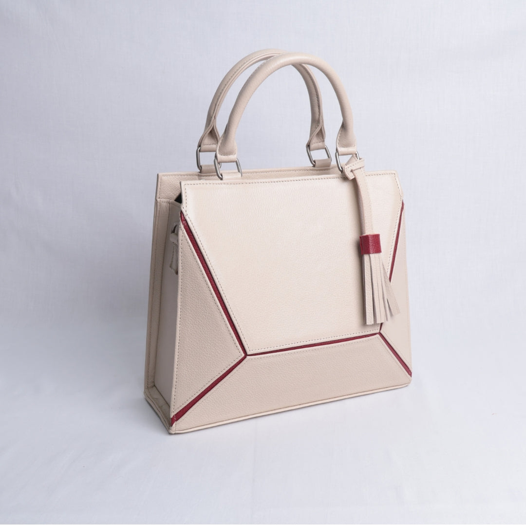 Bolso Geométrico Beige & Vino – Nahué Atelier