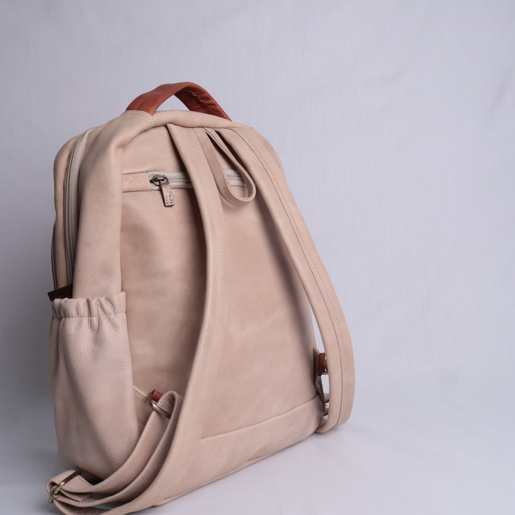 Mochila Executiva Dual-Tone Beige/Camel – Mediano
