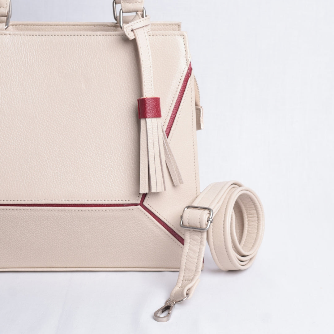 Bolso Geométrico Beige & Vino – Nahué Atelier