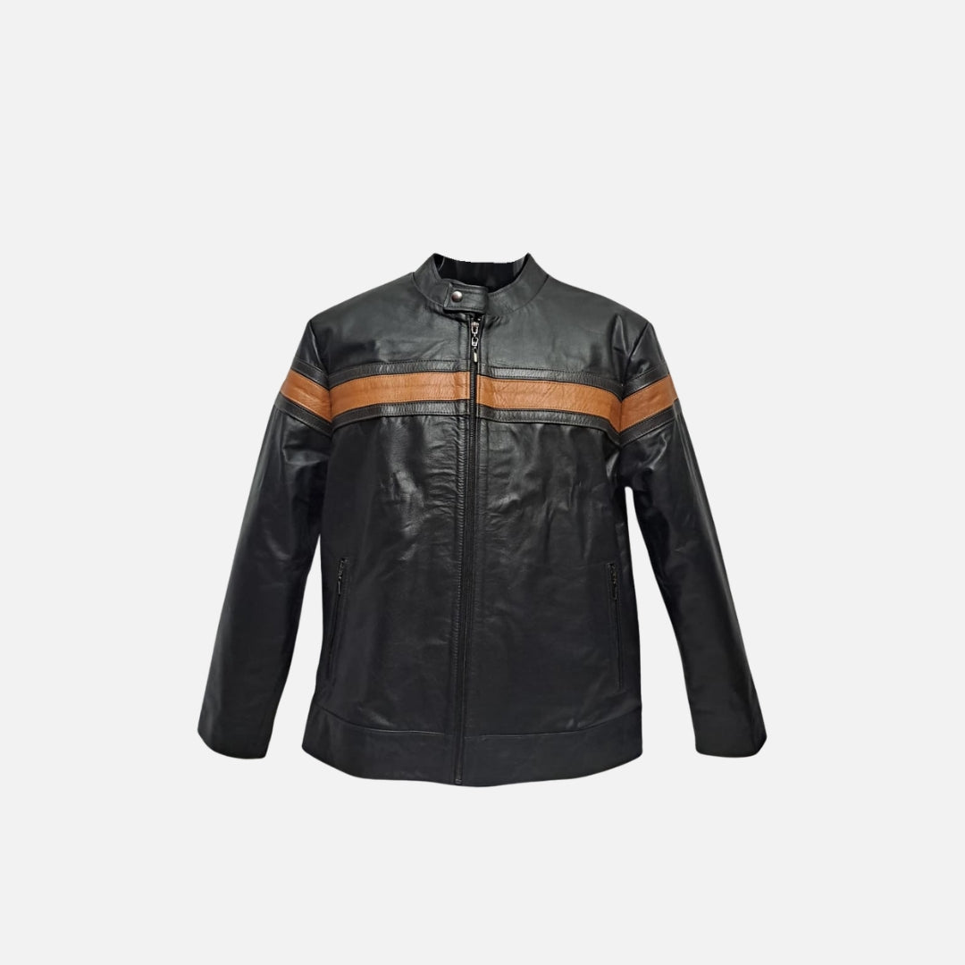Chaqueta Racer Heritage Negro & Cognac – Nahué Atelier