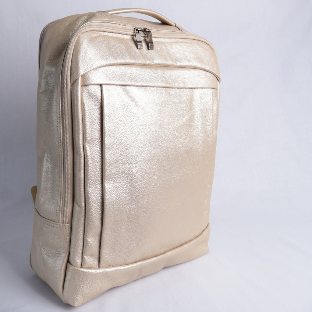 Mochila Oro Champán – Cuero Genuino