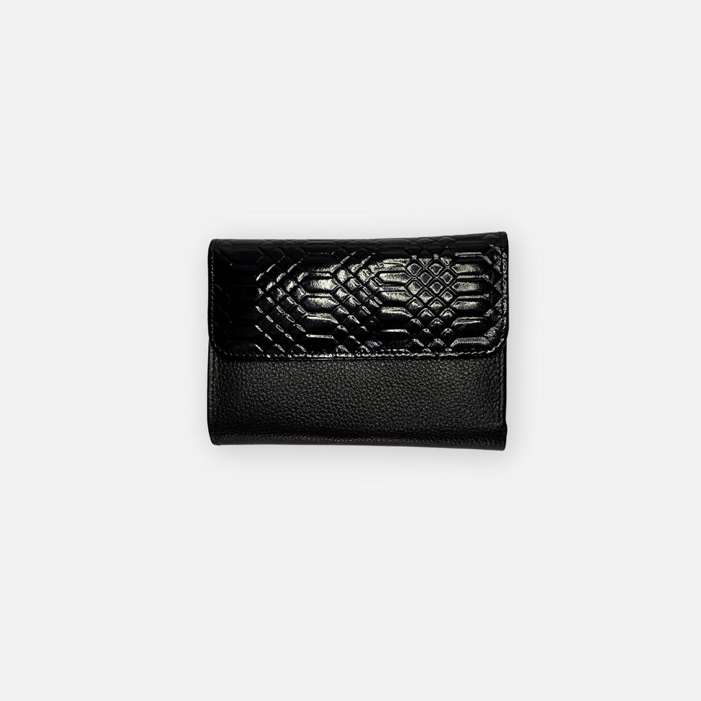 Billetera Atelier Negra – Textura Reptil Premium