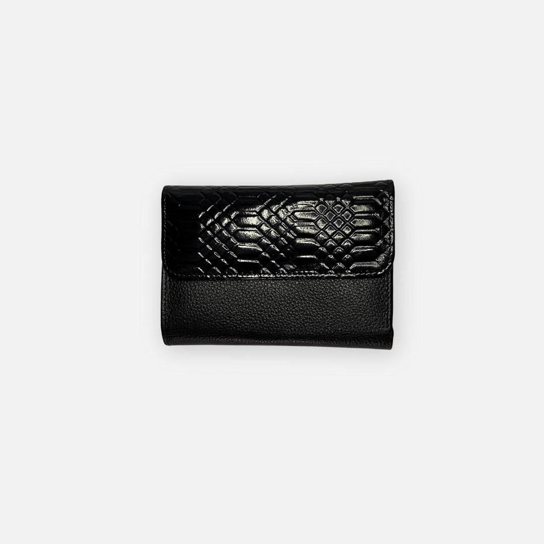 Billetera Atelier Negra – Textura Reptil Premium