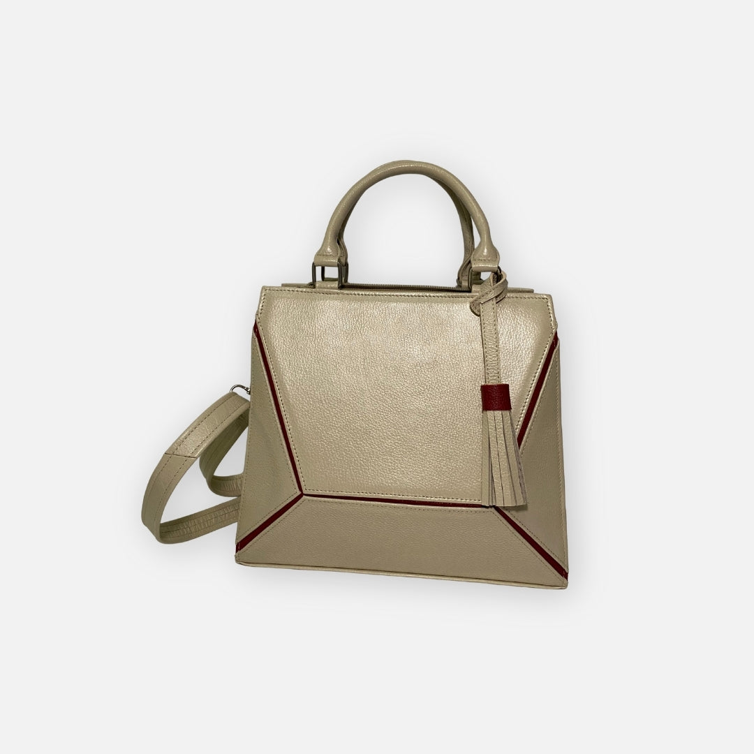 Bolso Geométrico Beige & Vino – Nahué Atelier