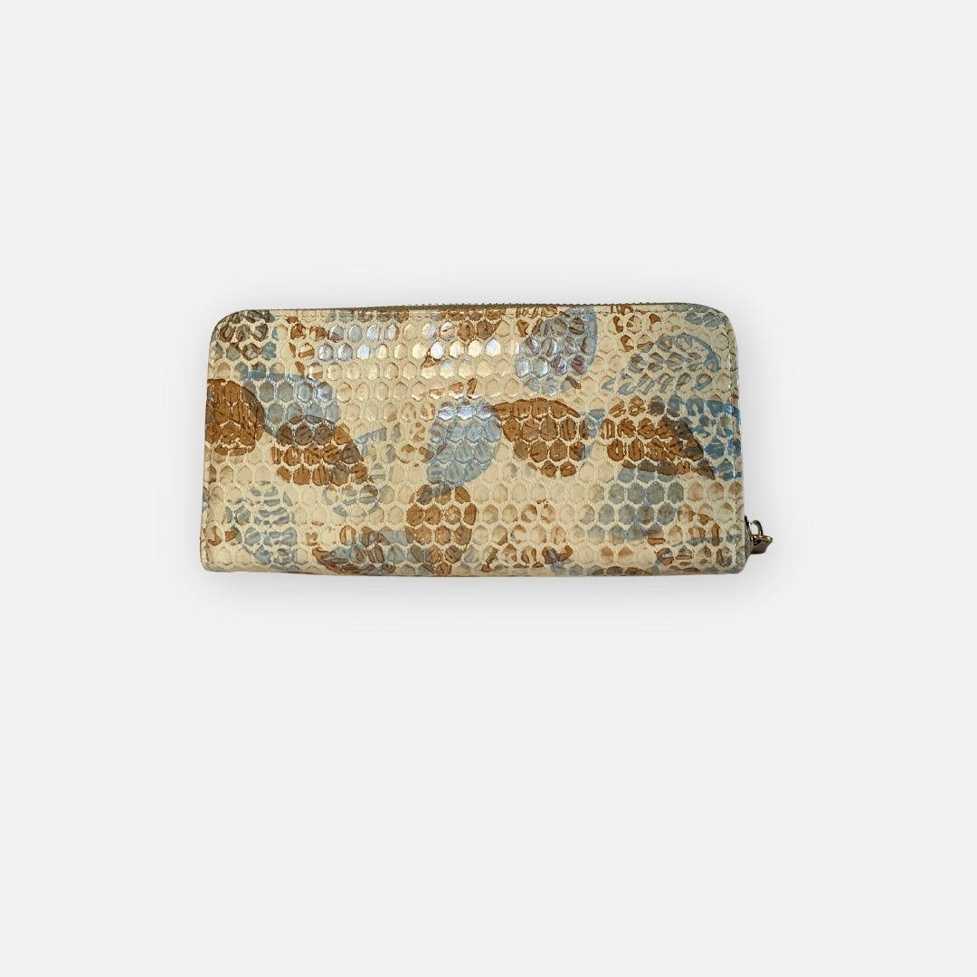 Billetera Flora Patina Azul-Dorado – Nahué