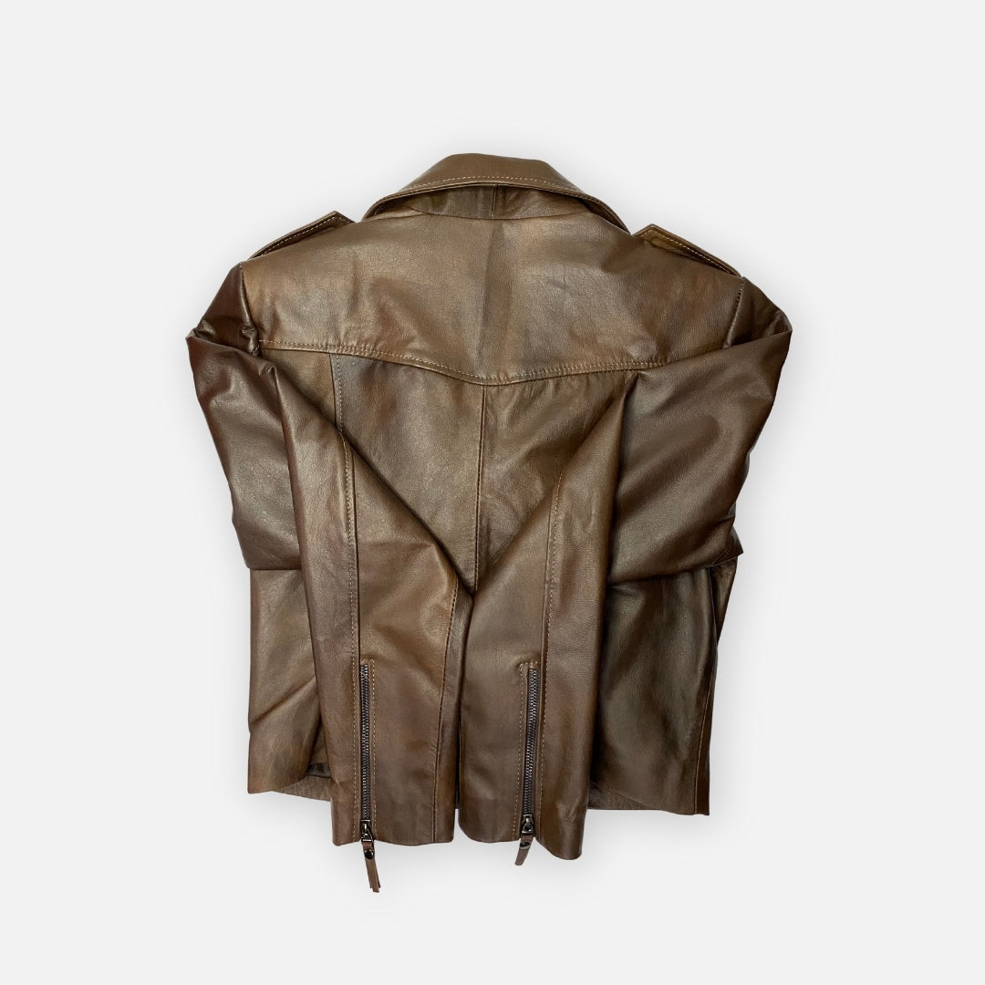 Jacket Biker Café Oscuro con broches– Talla L