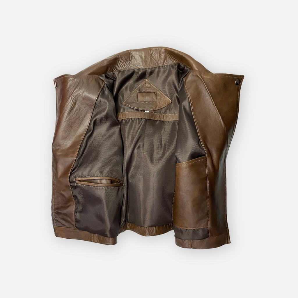 Jacket Biker Café Oscuro con broches– Talla L