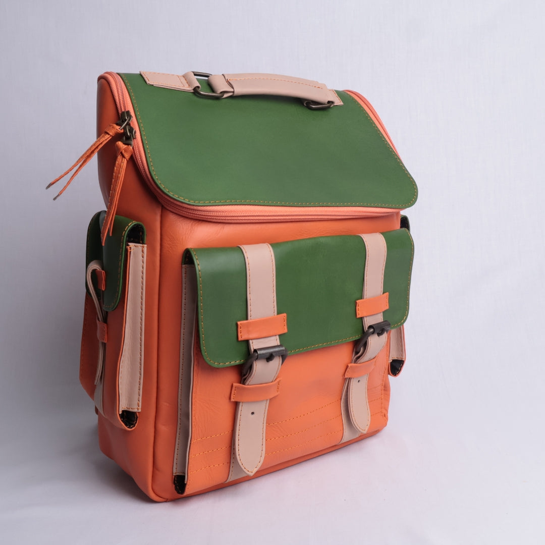 Mochila Brix - Atelier - Naranja y Verde