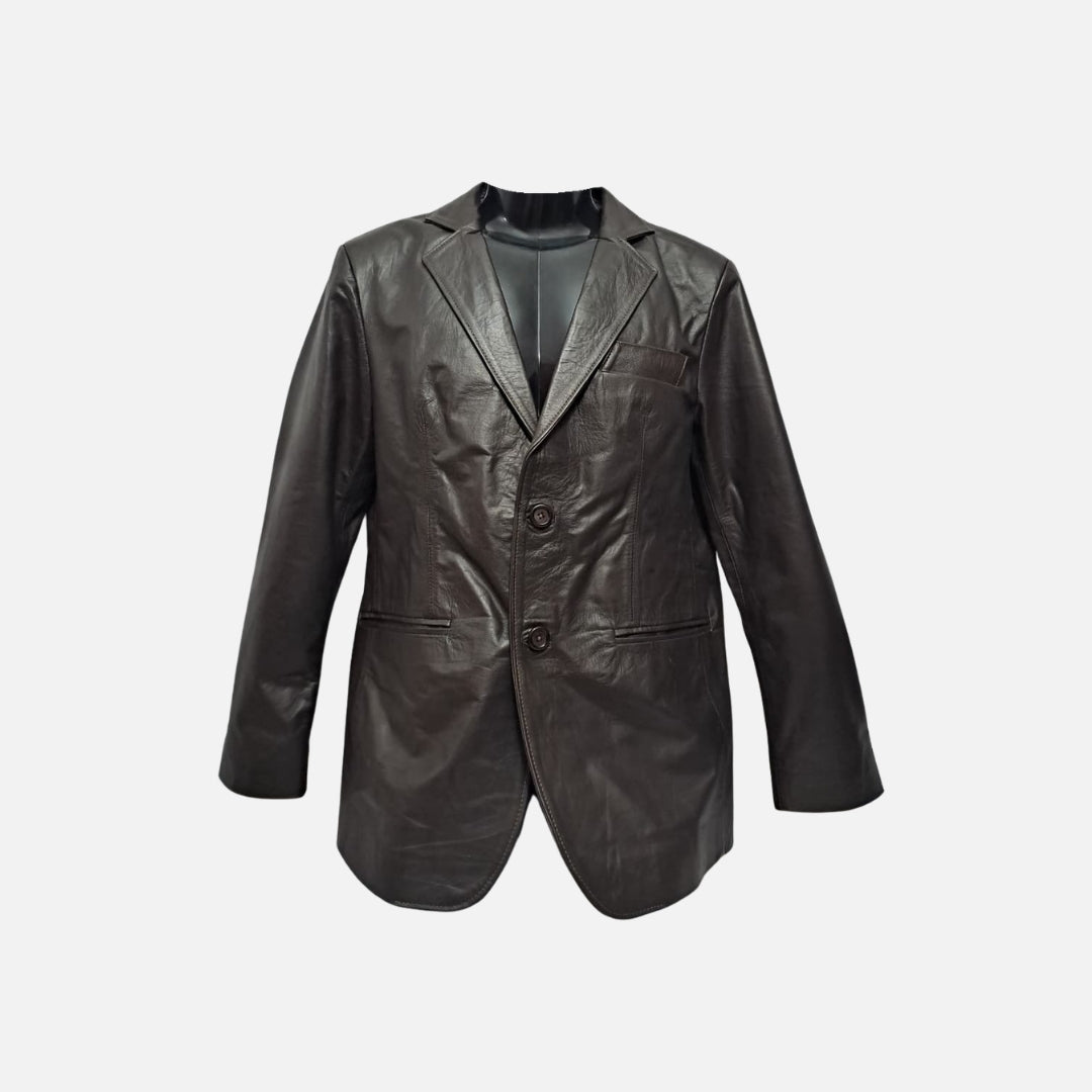 Blazer Leather Classic Café – Nahué Atelier