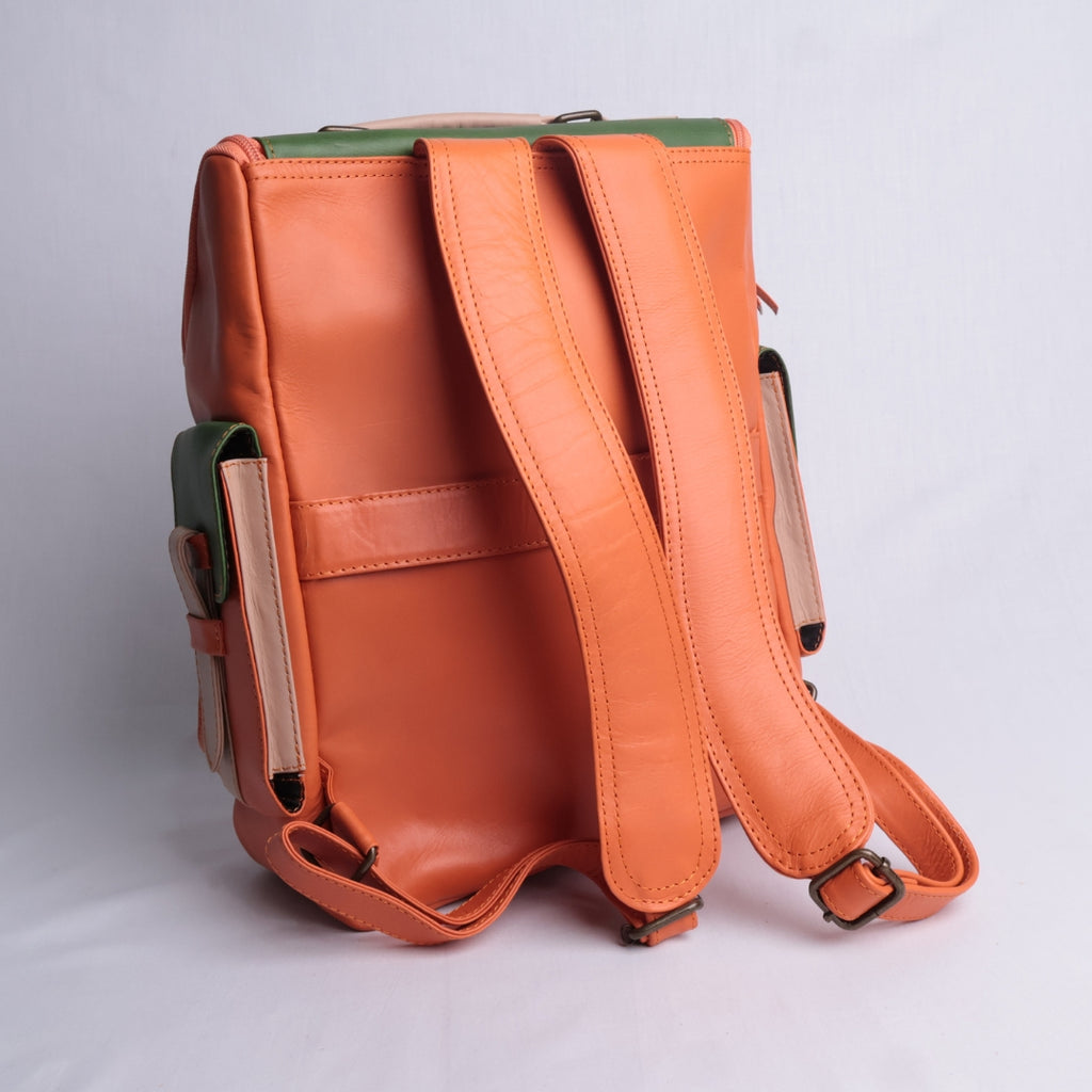 Mochila Brix - Atelier - Naranja y Verde