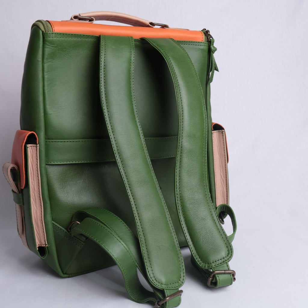 Mochila Brix - Atelier - Verde y Naranja