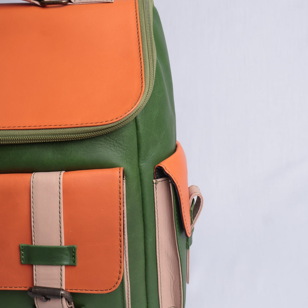 Mochila Brix - Atelier - Verde y Naranja
