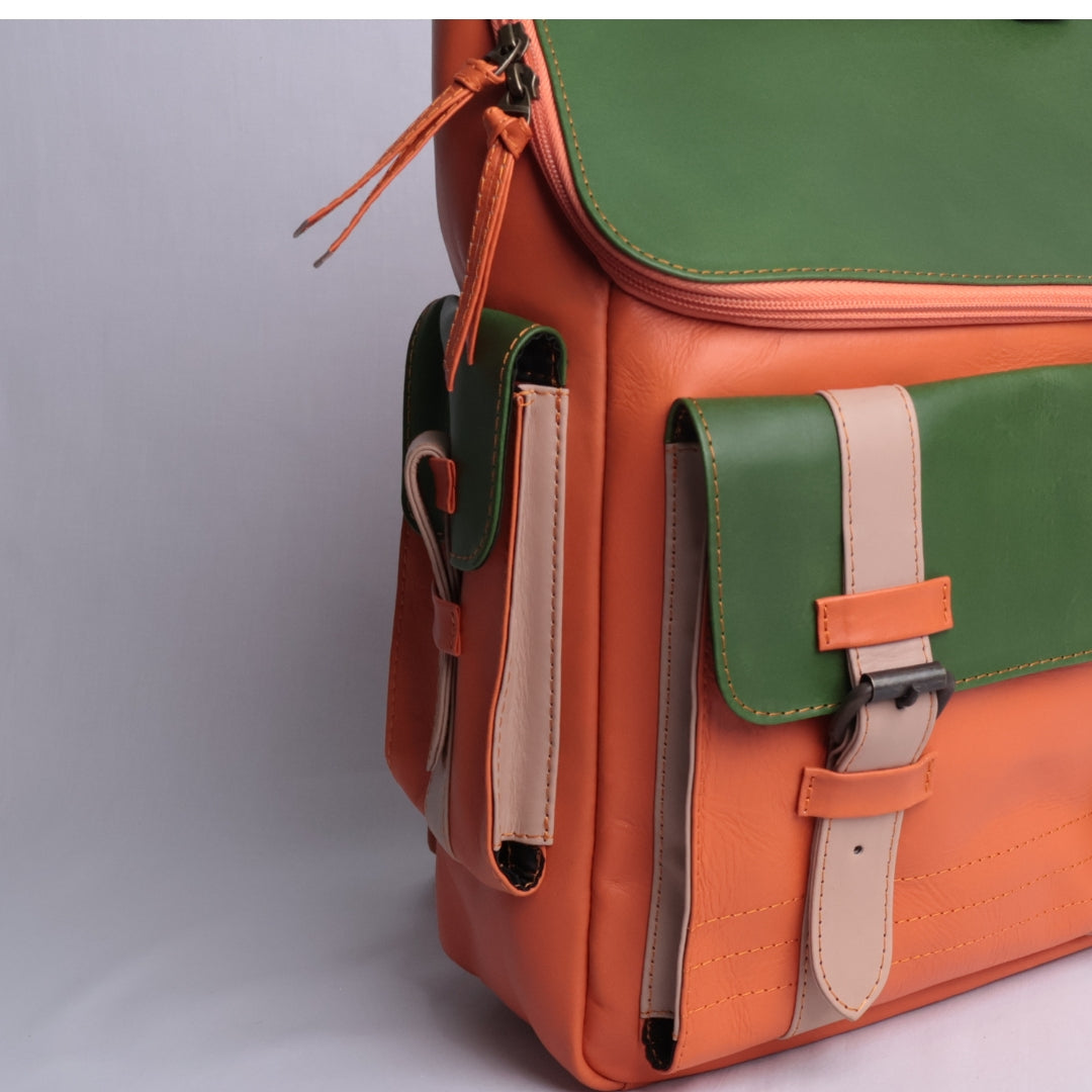 Mochila Brix - Atelier - Naranja y Verde