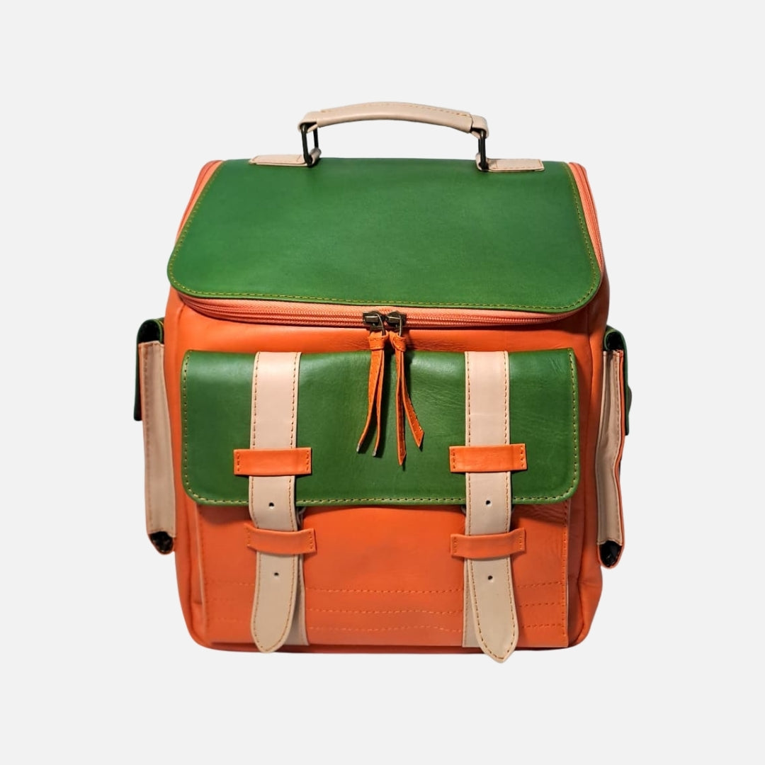 Mochila Brix - Atelier - Naranja y Verde