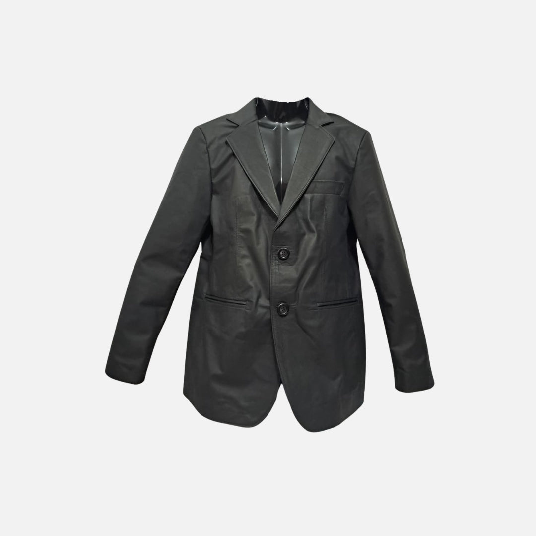 Blazer Leather Classic Negro Mate – Nahué Atelier