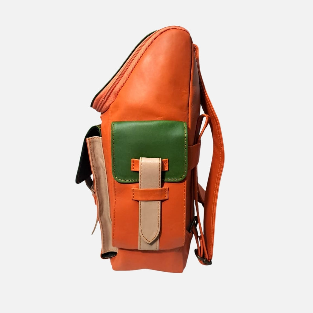 Mochila Brix - Atelier - Naranja y Verde