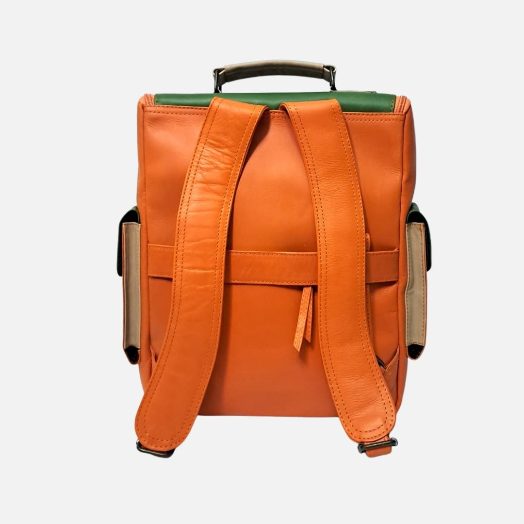 Mochila Brix - Atelier - Naranja y Verde