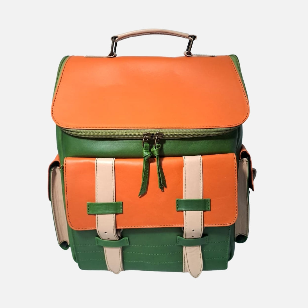 Mochila Brix - Atelier - Verde y Naranja