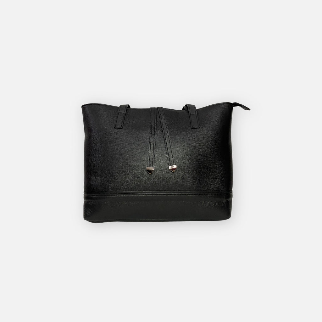 Work Tote Negro – Cuero Genuino con Cierre Completo