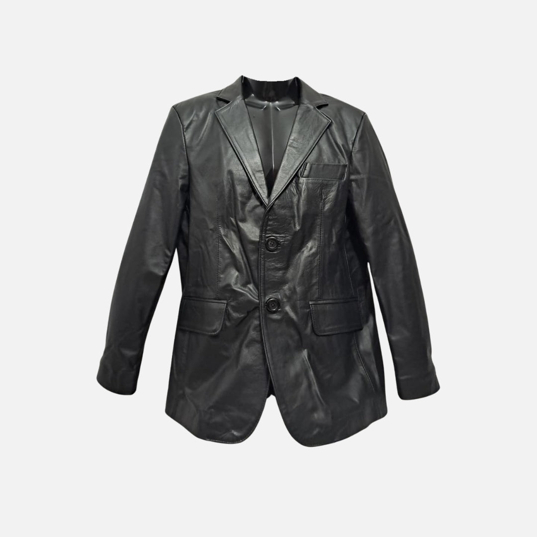 Blazer Leather Classic Negro – Nahué Atelier