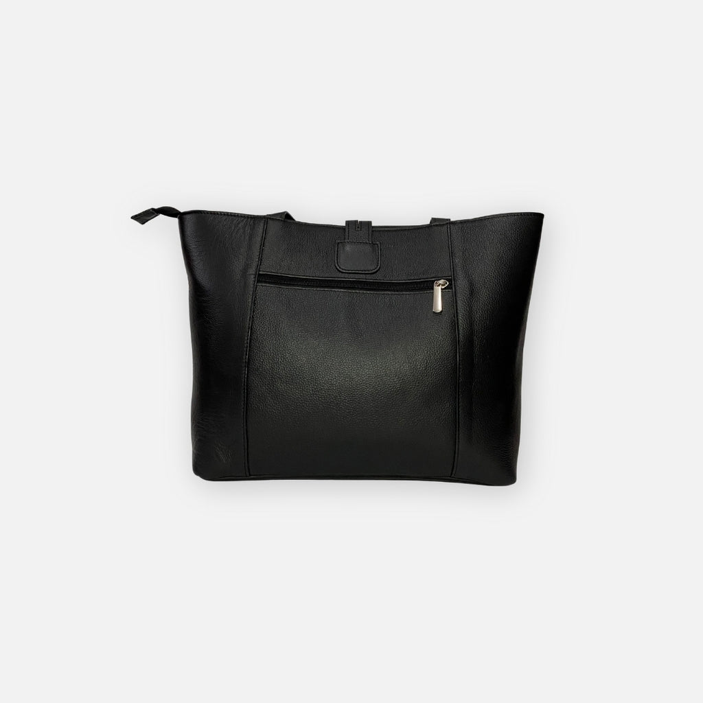 Work Tote Negro – Cuero Genuino con Cierre Completo
