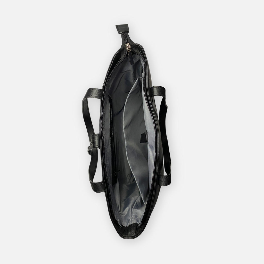 Work Tote Negro – Cuero Genuino con Cierre Completo