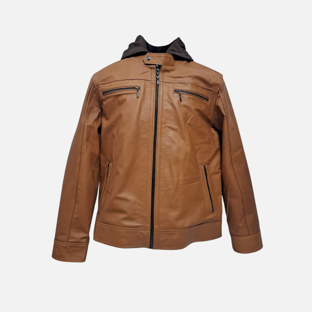 Chaqueta Urban Rider Cognac con Capucha – Nahué Atelier