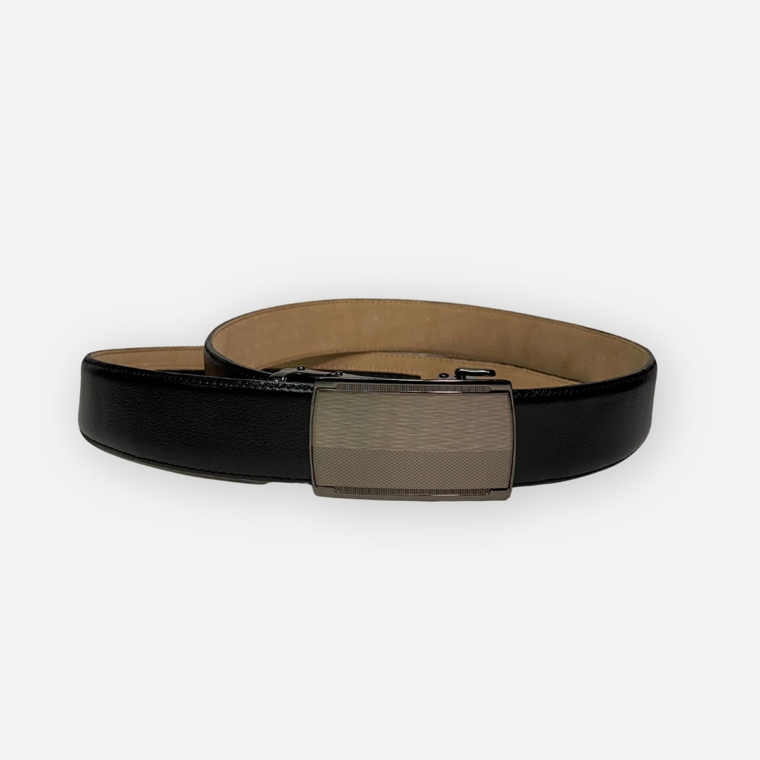 Cinturón Negro Executive – Hebilla Metálica Rectangular