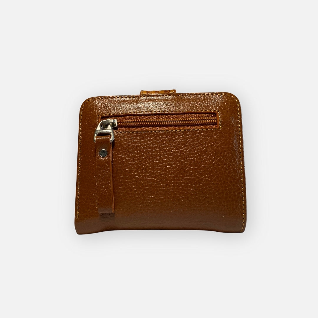Billetera Cuero Café con Broche Texturizado – Nahué