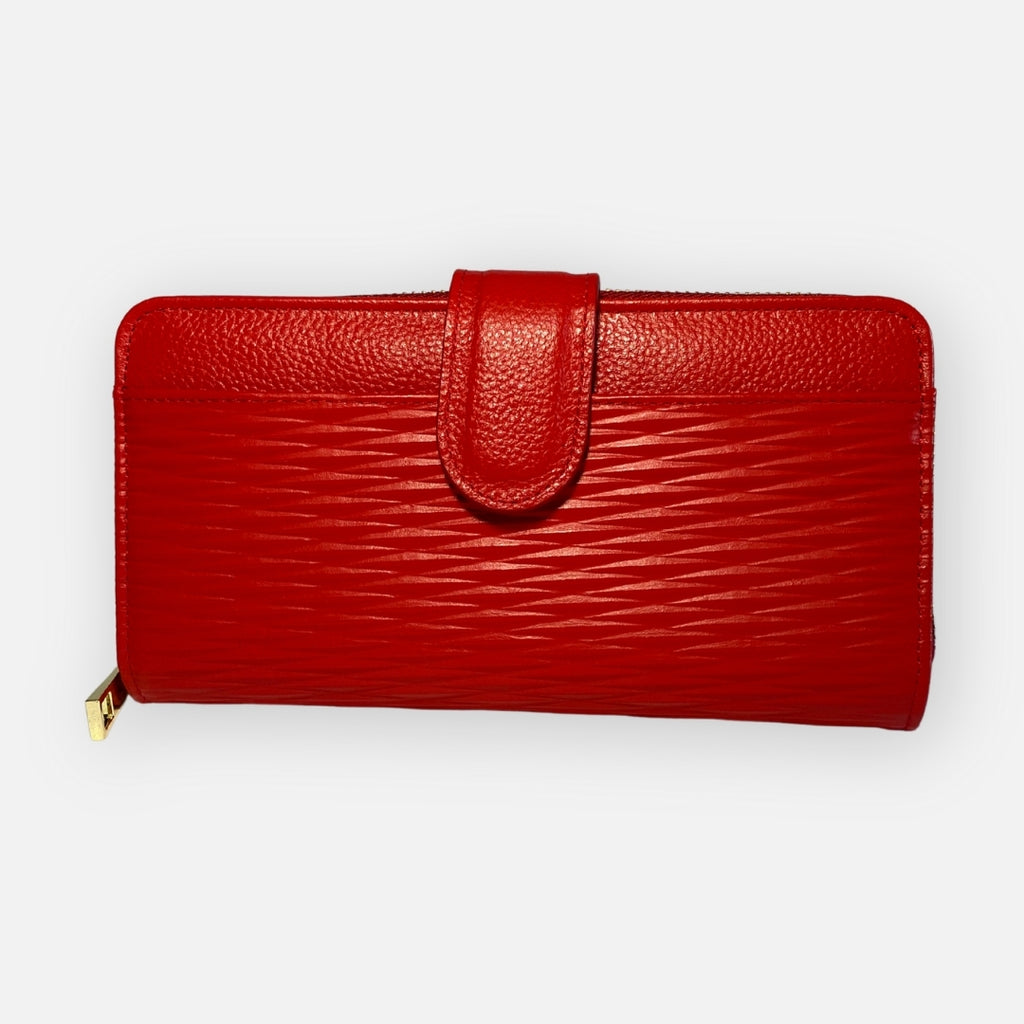 Billetera de Cuero canaletas Rojo – Nahué Atelier
