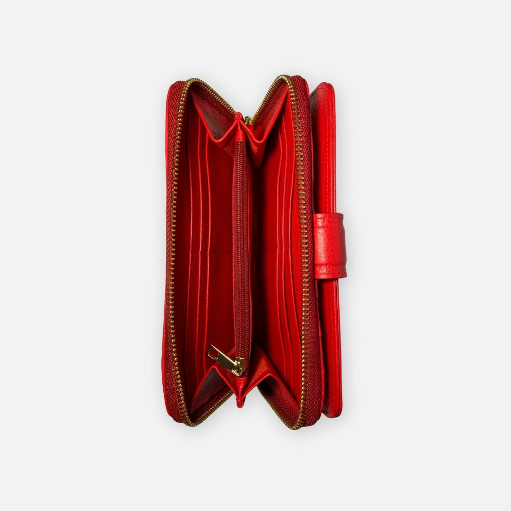 Billetera de Cuero canaletas Rojo – Nahué Atelier