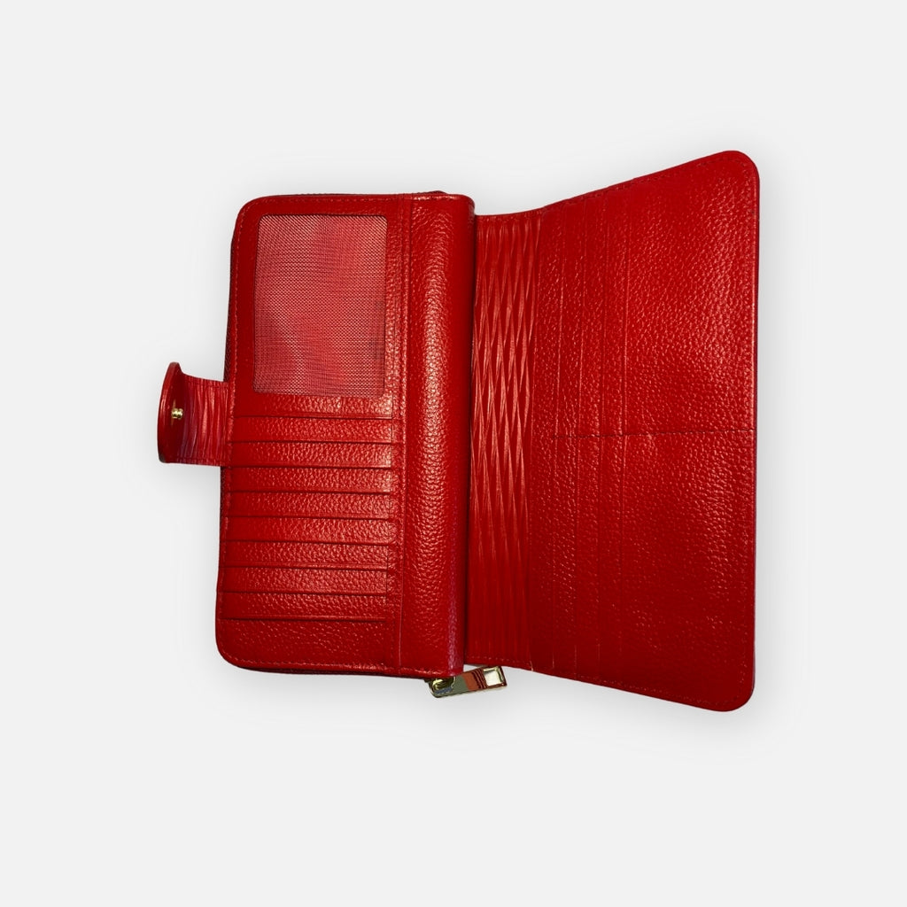 Billetera de Cuero canaletas Rojo – Nahué Atelier
