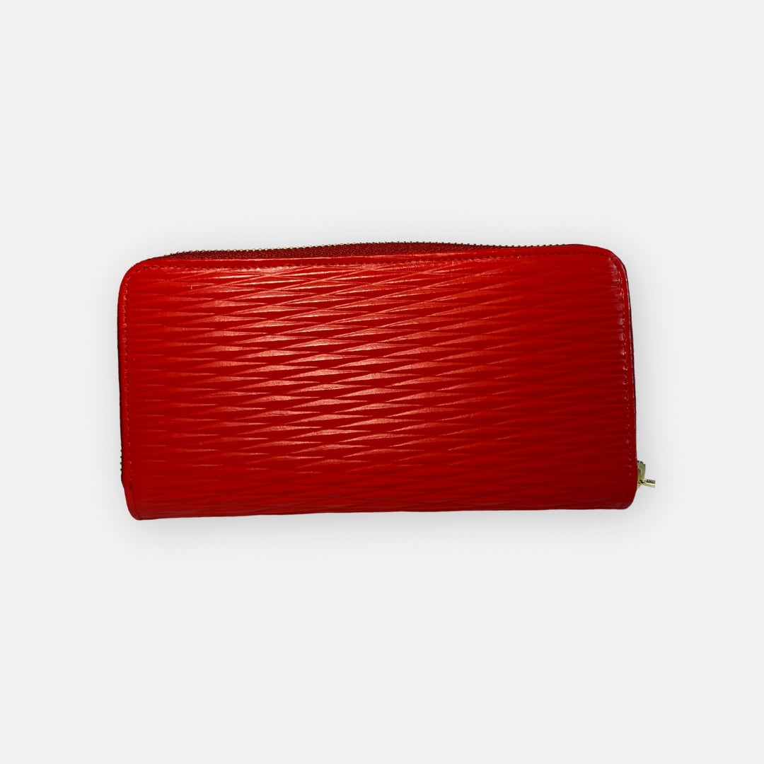 Billetera de Cuero canaletas Rojo – Nahué Atelier