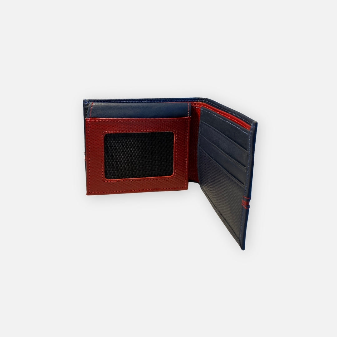 Billetera Azul franja roja Axel Nahué