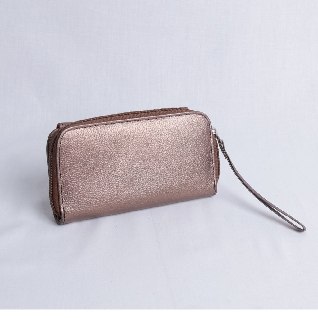 Billetera Cartera Cuero Chocolate perlado – Nahué (Essentials)