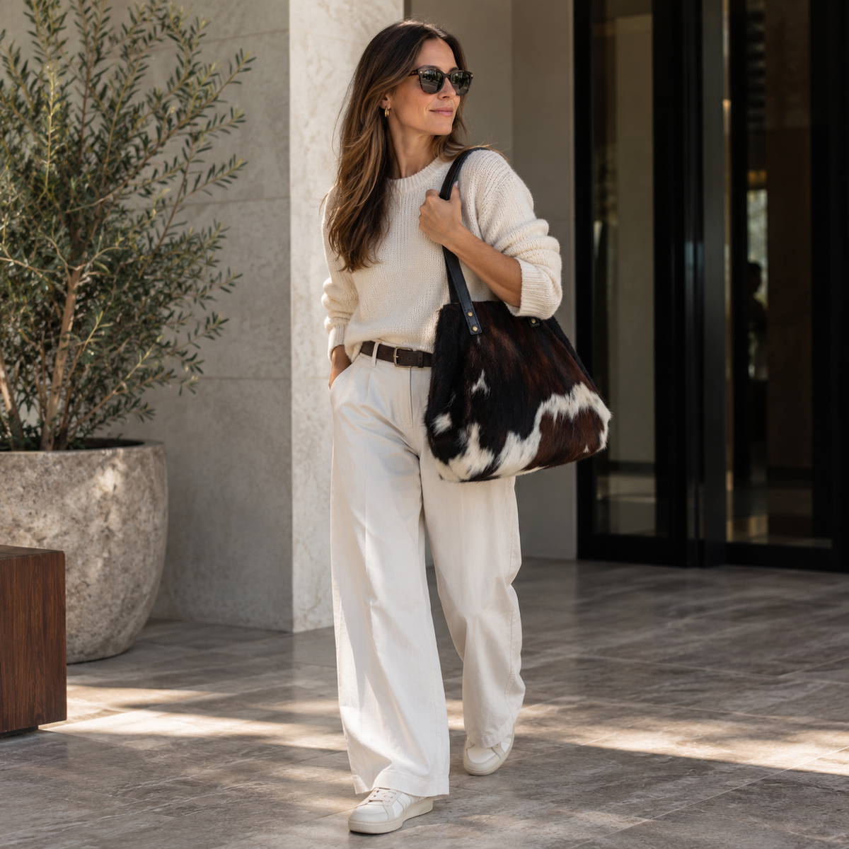 Bolso Tote Cow Print Natural – Nahué Atelier