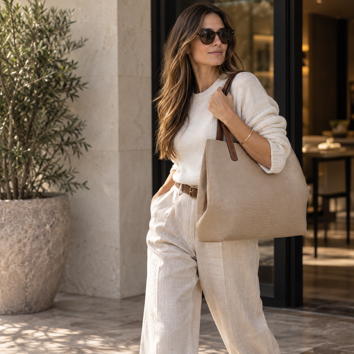 Bolso Tote Atelier Piel lagartillo