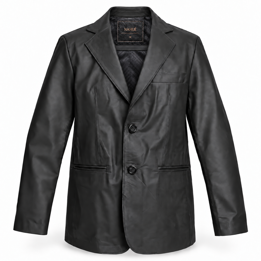 Blazer Leather Classic Negro Mate – Nahué Atelier