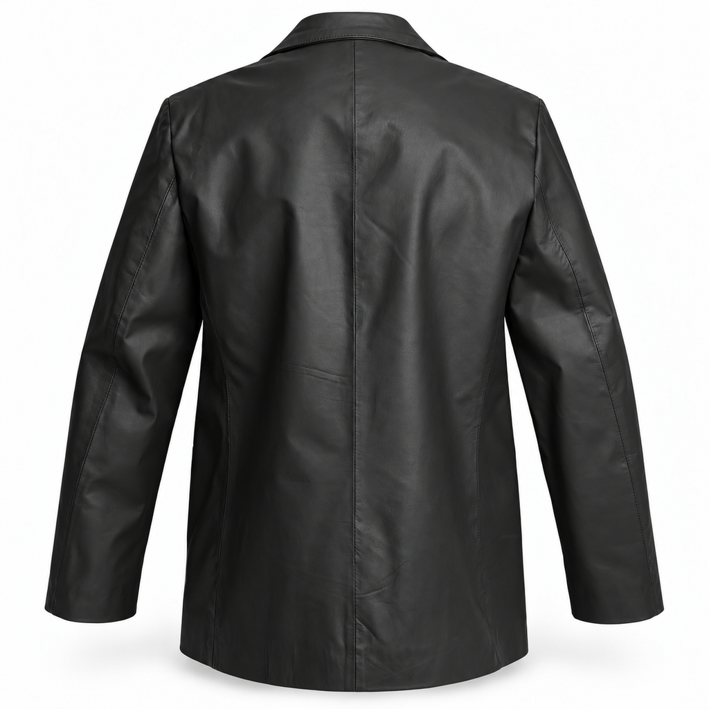Blazer Leather Classic Negro Mate – Nahué Atelier