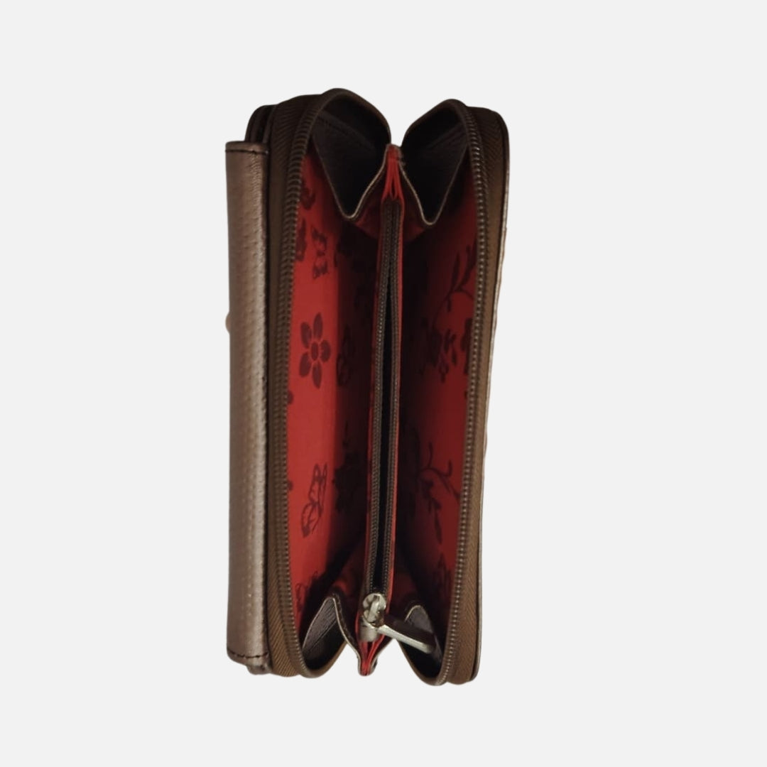 Billetera Cartera Cuero Chocolate perlado – Nahué (Essentials)