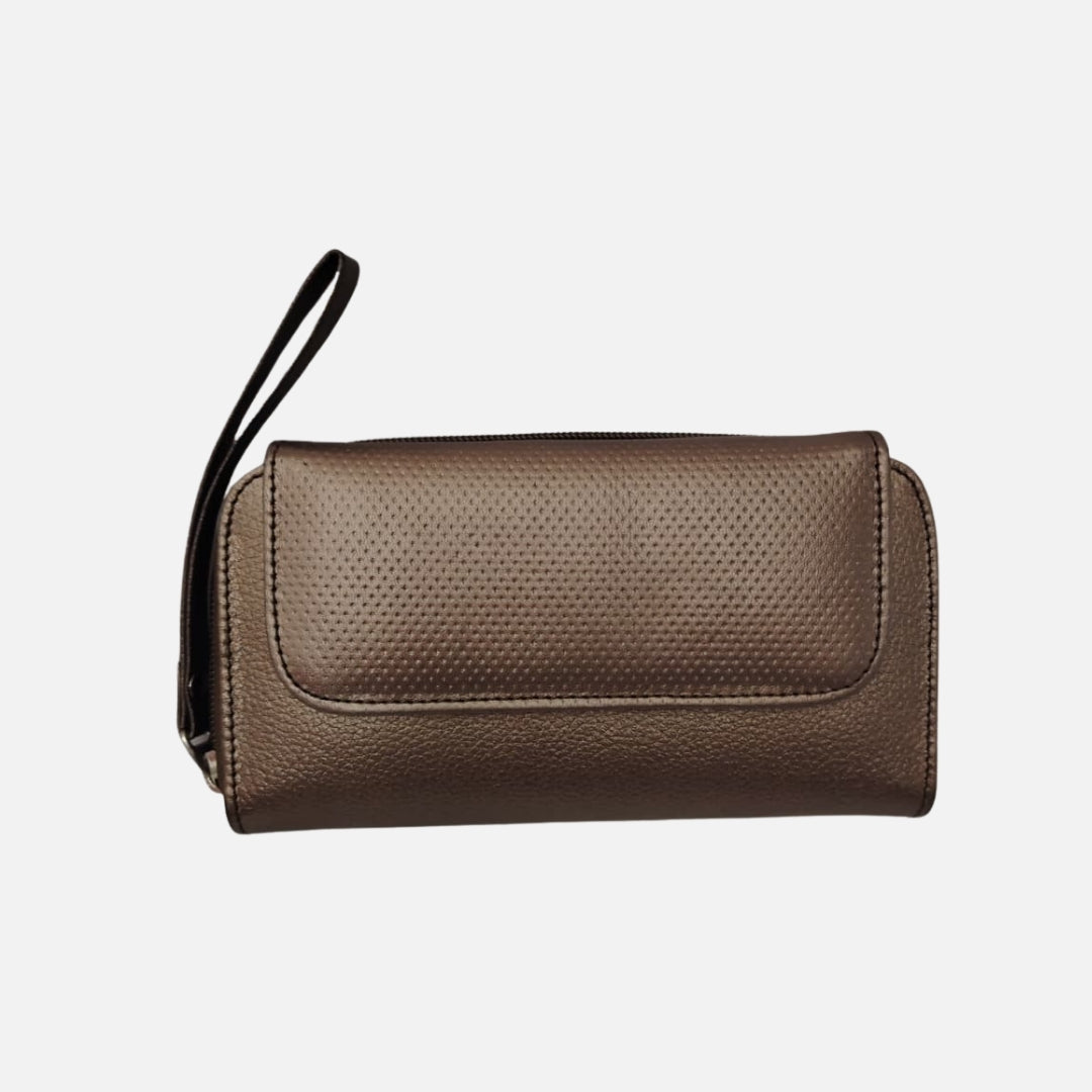 Billetera Cartera Cuero Chocolate perlado – Nahué (Essentials)